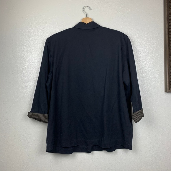 Eileen Fisher Navy Blue Jacket Coat Cotton Blend - Picture 2 of 5